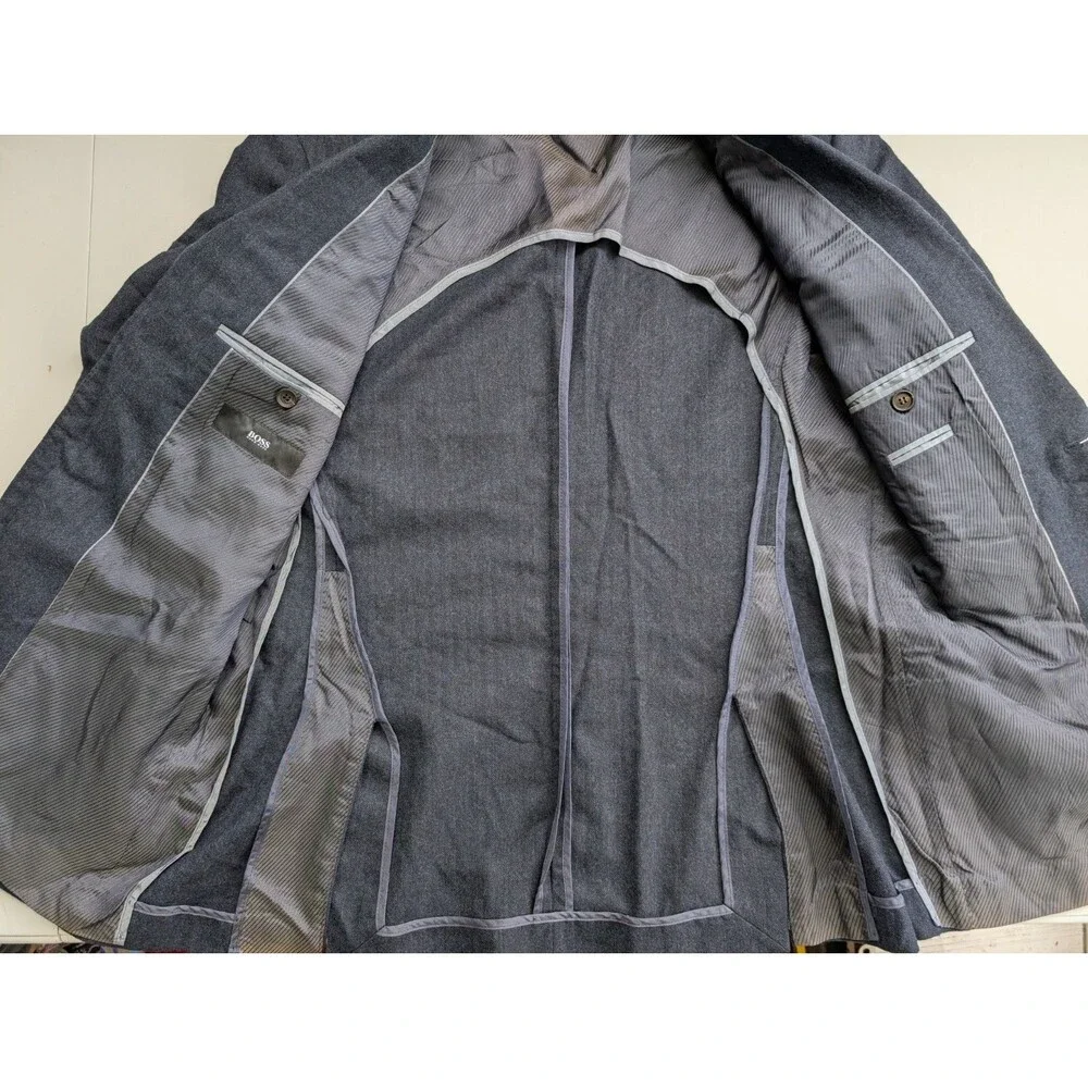 Hugo Boss The Jesse Blue Gray Solid Textured Blazer Sport Coat 38R
